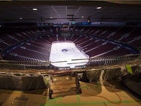The view from the new sports bar at Aquiline Centre West at Rogers Arena.