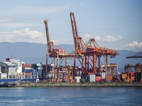 The Caisse de depot et placement du Quebec is partnering with United Arab Emirates firm DP World to create a $5-billion investment fund that will focus on global ports and terminals outside the Middle Eastern country. The first investments announced Friday are a pair of DP World container terminals located in Vancouver and Prince Rupert.  The DP World Centerm container terminal in Vancouver is shown in a file photo.