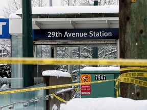 Charges have now been laid against a 37-year-old Coquitlam man who was shot by Vancouver Police during a confrontation in December. Vancouver Police and transit officials on scene at the 29th Avenue SkyTrain station in Vancouver,  December 19, 2016. Vancouver Police confirmed that their officers were involved in the shooting of a man allegedly wielding a machete, who has been taken to hospital in an unknown condition.