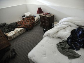 A room in inside an unlicensed recovery house in Surrey.