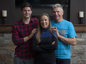 Sarah Vant Geloof with son Jeremy Vant Geloof and husband Rick Geloof at their Surrey home. It's been 30 years since Sarah received a kidney from an anonymous donor, whose family she now wants to meet and thank.