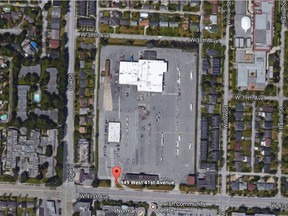 This is an aerial view from Google Maps/Earth of the Oakridge Transit Centre located at 949 West 41st Avenue, east of Oak Street. The lot has been sold by TransLink to Intergulf-Modern Green Development Corp. for redevelopment into a residential community, at the price of $440 million, it was announced on Dec. 20, 2016. It is believed to be one of the largest real estate transaction in B.C.'s history.