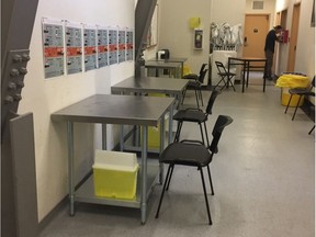 Overdose prevention site at Washington Needle Depot, 177 East Hastings Street. One of the three opened this month in Vancouver's Downtown Eastside.
