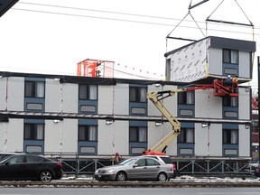 Vancouver's first temporary modular housing project was taking shape on Wednesday.