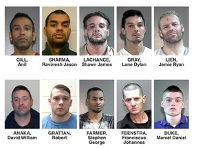 Surrey RCMP's top ten most wanted offenders.