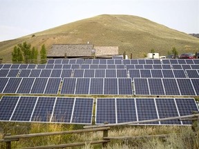 FILE - This Aug. 27, 2015, file photo shows a solar power array that is part of sustainability improvements at the Lamar Buffalo Ranch in Yellowstone National Park, Wyo. In recent years, huge solar and wind farms have sprouted up on public desert land in the Western United States buoyed by generous federal tax credits. A group of lawmakers in the most Republican statehouse in the country is bucking the nationwide trend toward stricter renewable energy requirements with a plan to do the opposite: