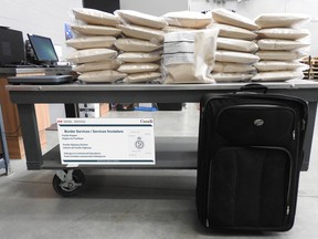 Border agents seized 31 kilograms of suspected methamphetamine after stopping a vehicle at the Aldergrove border crossing Dec. 11.