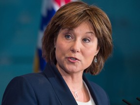 British Columbia Premier Christy Clark responds to the federal government approval of the Kinder Morgan Trans Mountain Pipeline expansion project, during a news conference in Vancouver, B.C., on Wednesday November 30, 2016.
