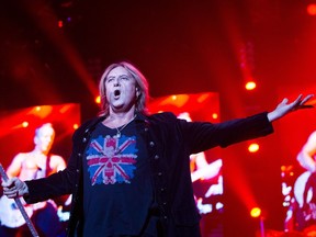 Vocalist Joe Elliott of the British metal band Def Leppard performs at the Bell Centre in downtown Montreal on Monday, July 16, 2012.
