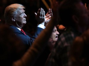 U.S. president-elect Donald Trump attends a worship service at the International Church of Las Vegas. Evangelical Protestants, whose leaders hysterically condemned Bill Clinton for his sexual dalliances, chose to support a thrice-married mogul who bragged about groping women, who has been accused by multiple women of doing so and who not long ago favoured choice on abortion.