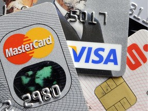 File photo shows credit and bank cards with electronic chips.