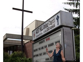 With atheist Rev. Gretta Vosper celebrating her victory, the church officials' decision fits a long-standing pattern in the denomination, which places supreme value on being 'inclusive.' (File photo: Vosper at her West Hill United Church, in Toronto.)