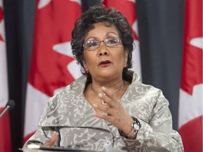 Hedy Fry addresses a news conference in Ottawa, Tuesday June 9, 2009. Fry is speaking out about what she considers a frustratingly slow response by her own federal government to the crisis of fentanyl, a potent opioid linked to more than 500 overdose deaths last year in B.C. and Alberta alone.