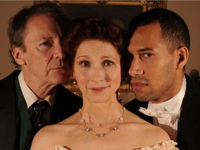 Luc Roderique, Renée Bucciarelli and Simon Webb star in How He Lied to Her Husband at Galbraith House from Jan. 24 to Feb. 5.