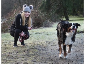 White Rock resident Rachel Klinosky — who is lacing up for the 2017 Vancouver Sun Run to raise money for the B.C. Cancer Foundation — trains with her dog Tofino in North Vancouver.