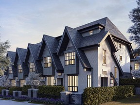 Oak + Park is a townhome project from Alabaster Homes in Marpole. More multi-family developments are rising on Vancouver's arterials, a trend Michael Geller saw coming 10 years ago. [PNG Merlin Archive]