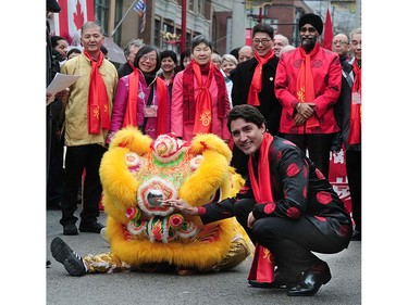 Prime Minister Justin Trudeau attends the 44th annual  Chinese New Year Parade in Vancouver, BC., January 29, 2017.