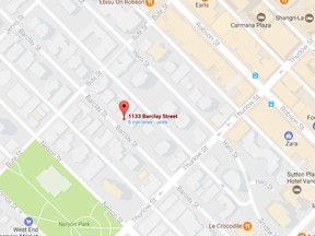 A hazmat team is currently at 1133 Barclay St. in Vancouver