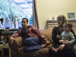 Syrian refugee family Bassam Sua'Ifan and Yousra Al Qablawi with their son, Karam. ‘If I could work without English, I would have worked a long time ago,’ says Sua’Ifan, who has settled in Surrey.