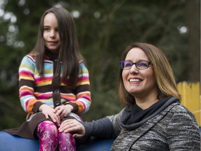 Education advocate Cindy Dalglish and her daughter Zoe walk after school, Surrey, January 26 2017.