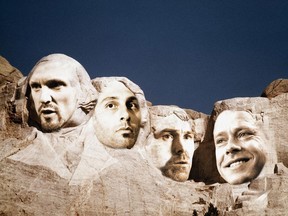 The Mount Rushmore of Vancouver Canucks, left to right: Henrik Sedin, Roberto Luongo, Trevor Linden and Pavel Bure. Maggie Wong/PNG photo illustration ORG XMIT: POS1409151118178738 [PNG Merlin Archive]