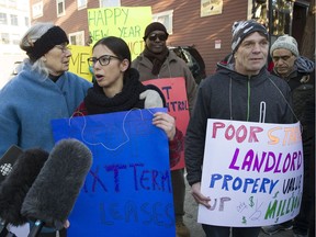 Many joined a protest Monday after a landlord of a DTES low-income boarding house raised rents by more than $200 a month.