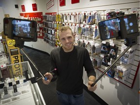 Alex Dechant, owner of the Cell Clinic in Vancouver, has a deal for you: Selfie sticks marked down to $9.99 from $29.99. They’re just not that hot an item anymore.