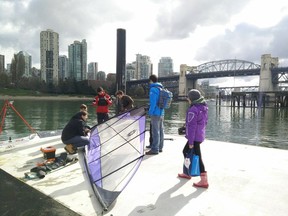 University of B.C. engineering students put the final touches on Ada 1.0, an autonomous sailboat, before testing her in the waters of English Bay at Vancouver in June 2016. Throughout 2017, the 40-person UBC Sailbot team will put their efforts toward Ada 2.0, which will launch sometime in 2018 for a journey toward Hawaii.