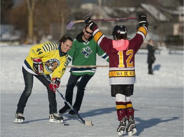 For the first time in 20 years, skating is allowed on Trout Lake in Vancouver, BC Thursday, January 5, 2017.  Prolonged cold temperatures have frozen the lake to a depth of 12 centimetres making it safe to lace up your skates and grab your hockey sticks to take part in a rare outdoor activity in Vancouver.