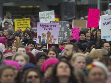 Thousands attend the Women's March in Vancouver, B.C., January 21, 2017.