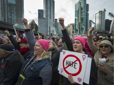 Thousands attend the Women's March in Vancouver, B.C., January 21, 2017.