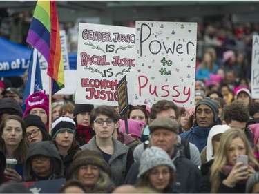 Thousands attend the Women's March in Vancouver, B.C., January 21, 2017.