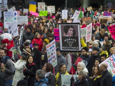 Thousands attend the Women's March in Vancouver, B.C., January 21, 2017.