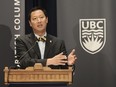 Santa Ono, shown speaking last June after being announced as the new president of UBC, issued an apology to former Vancouver Olympic CEO John Furlong on Tuesday over the cancellation of the latter’s scheduled Feb. 28 fundraising speech.