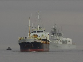 The MV Ocean Lady being escorted into harbour in Victoria, B.C., on Oct. 17, 2009.