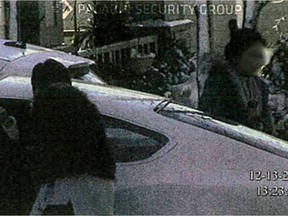 Women (faces deliberately obscured) entering a Bentley automobile after leaving home where the College of Physicians and Surgeons of B.C. alleges cosmetic surgery was done by an unlicensed person. From an affidavit of Paladin Security on the surveillance company operatives conducted for the College, which was filed with the B.C. Supreme Court.