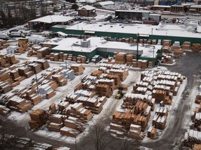 Piled lumber at Delta Cedar Products on Jan. 6. Canadian lumber companies face the possibility of tariffs as early as next month after the U.S. International Trade Commission concluded softwood-lumber products from Canada materially injured American producers. The announcement resurrects a trade dispute between Canada and its largest trading partner.