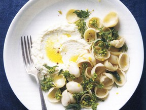 Pasta with Brassica flowers, from Dandelion and Quince.