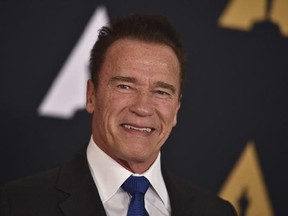 FILE - In this Nov. 12, 2016 file photo, Arnold Schwarzenegger is seen in Los Angeles. President Donald Trump is seeking prayers for Schwarzenegger over ratings for ‚ÄúCelebrity Apprentice,‚Äù the show Trump once hosted. Addressing the National Prayer Breakfast in Washington, Thursday, Feb. 2, 2017, Trump said ratings went ‚Äúright down the tubes‚Äù and the show‚Äôs been a ‚Äútotal disaster‚Äù since the actor and former California governor debuted as host last month. (Photo by Jordan Strauss/Inv