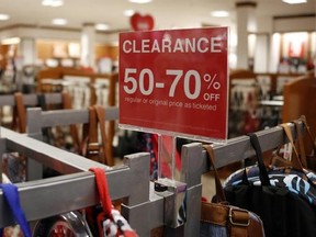 This Wednesday, Feb. 8, 2017, photo shows a sale sign in a J.C. Penney store in Pittsburgh. On Wednesday, Feb. 15, 2017, the Labor Department reports on U.S. consumer prices for January. (AP Photo/Gene J. Puskar)