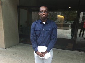Solomon Akintoye, whose case is before B.C. Supreme Court and who alleges Vancouver police repeatedly punched and kicked him and then wrongfully arrested him in a case of mistaken identity.