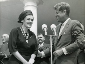 Dr. Frances O. Kelsey receives the President's Award for Distinguished Federal Civilian Service from John F. Kennedy in 1962.