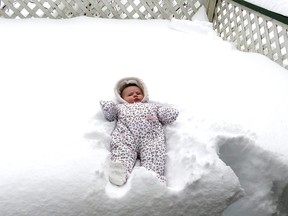 Ok ... we'll admit it, baby snow angels are cool. Four-month old Stella Emma Sharbinin  is starting a trend in Chilliwack.
