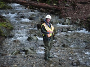 Biologist Mike Pearson at Silver Creek  in Burnaby, B.C., February 15, 2017. He is monitoring several Burnaby fish streams along with Burnaby Streamkeeper John Preissl to see the impact of urban development.