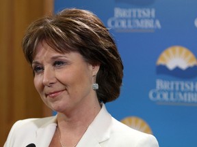 Premier Christy Clark speaks to media following the speech from the throne at her office at the Legislature Building Tuesday, February 14, 2017 in Victoria, B.C.