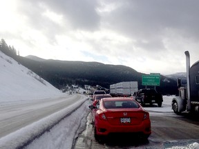 Adam Henderson snapped this photo of stranded vehicles on the Coquihalla Highway Friday morning.  Freezing rain and heavy snow closed every major highway in southern B.C. Thursday night and into early Friday morning.