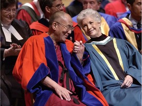 Iona Campagnola introduced the Dalai Lama when he received an honorary degree from UBC in 2004.