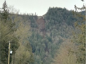 A landslide on the top of Vedder Mountain in Chilliwack led to the evacuation of three homes as a precaution on Saturday.