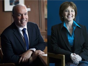John Horgan, leader of the British Columbia New Democratic Party, and Premier Christy Clark.