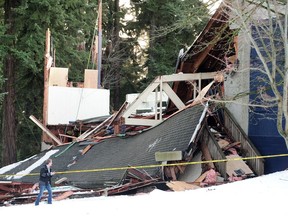 FILE PHOTO - Roof collapse due to heavy snow on the Arenex Arena at Queen's Park, in New Westminster, B.C.., December 20, 2016.